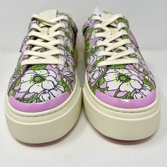 Tory Burch Ladybug Sneaker in Purple Bold Flowers / Oyster Size 9 New - Picture 3 of 14